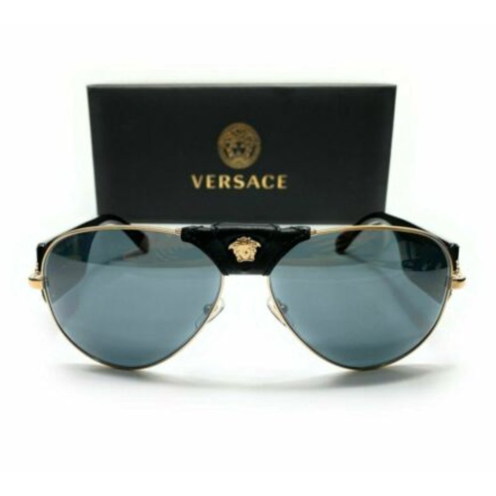 New Versace Men's Black and Grey Sunglasses!